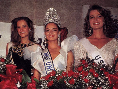 Miss Netherlands 1991-Paulien Huizinga, Miss Universe 1991-Mexico's Lupita Jones, Miss USSR 1991-Yulia Lemigova