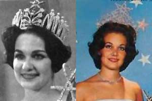 Miss Universe 1960, Linda Bement of the U.S.A. wearing two different Miss Universe crowns!