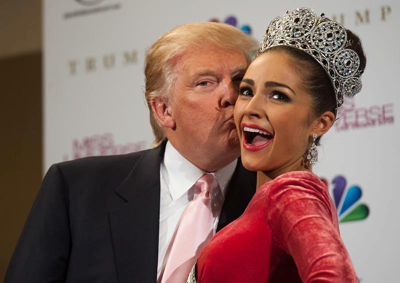 Donald Trump kisses newly crowned Miss Universe, Olivia Culpo