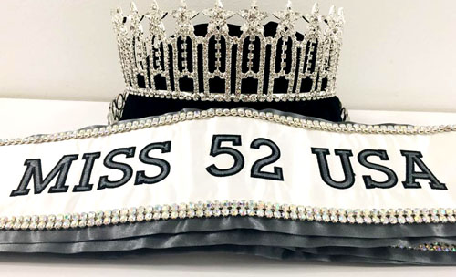 Miss 52 USA crown and sash