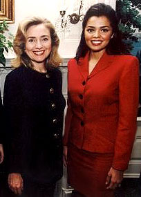 Hillary Clinton and Chelsi Smith, Miss Universe 1995